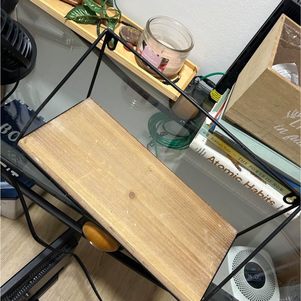Brown wooden hobby lobby shelf